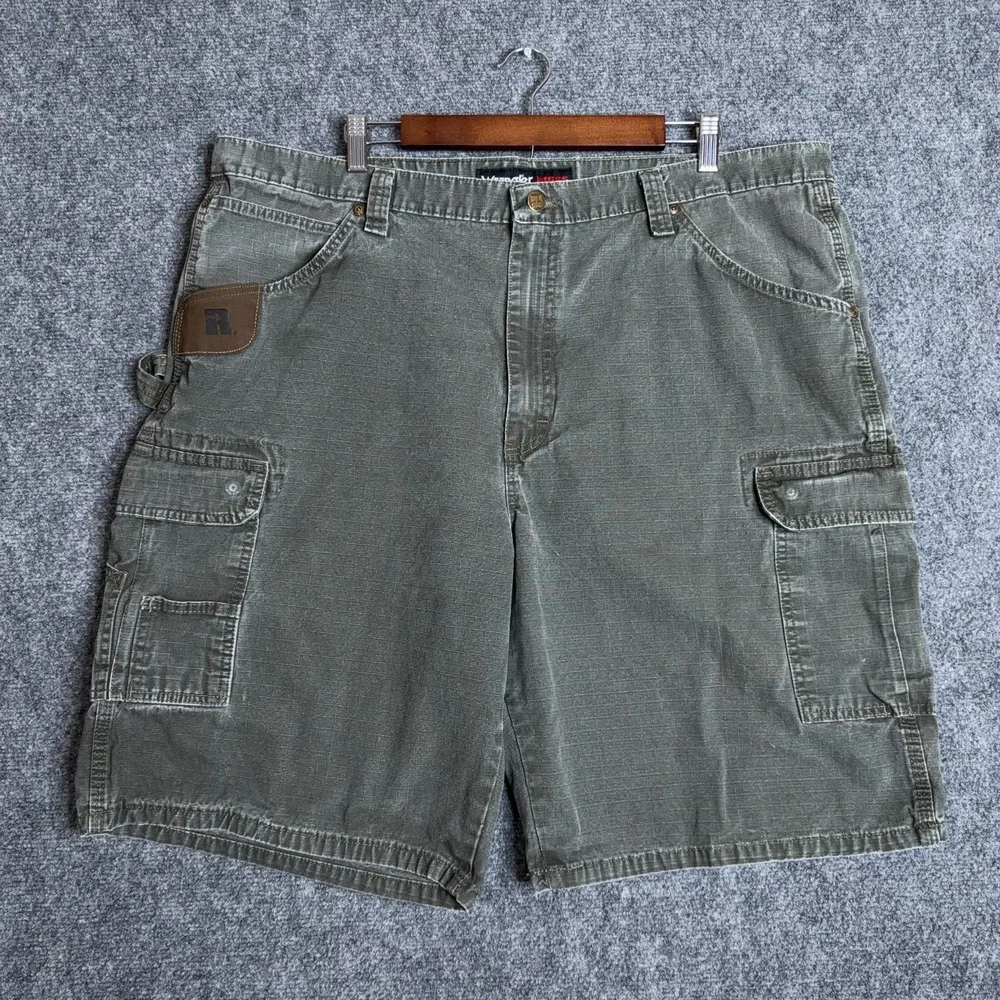 Wrangler Riggs Mens Cargo Shorts 42 Workwear Ranger Green Ripstop Carpenter